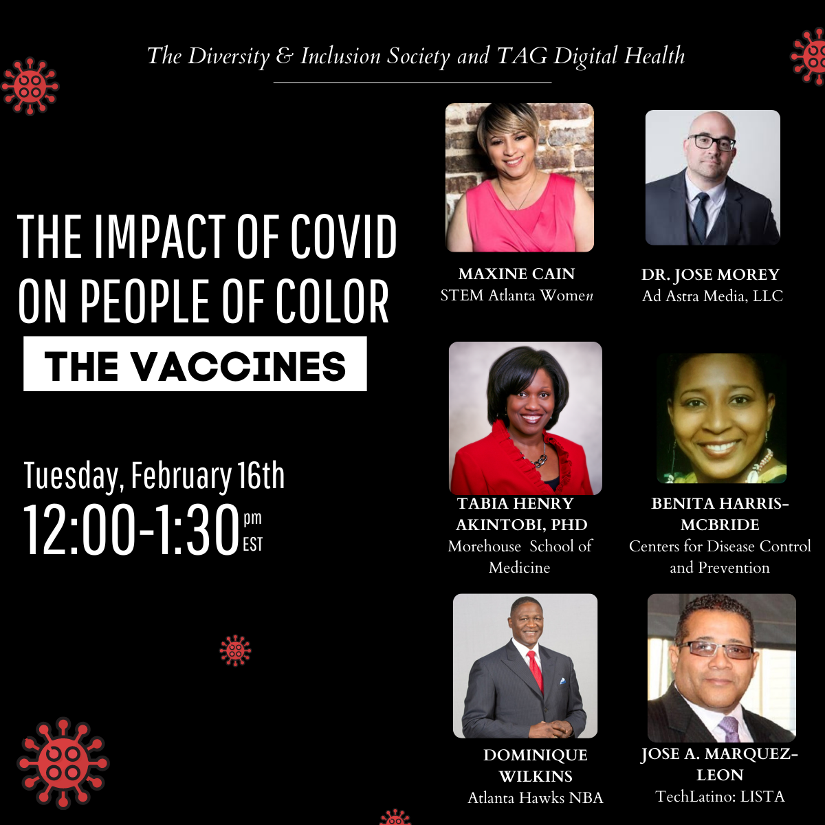 TAG Digital Health, TechLatino and STEM Women Atlanta Host The Impact of Covid19 Vaccine of People of Color.